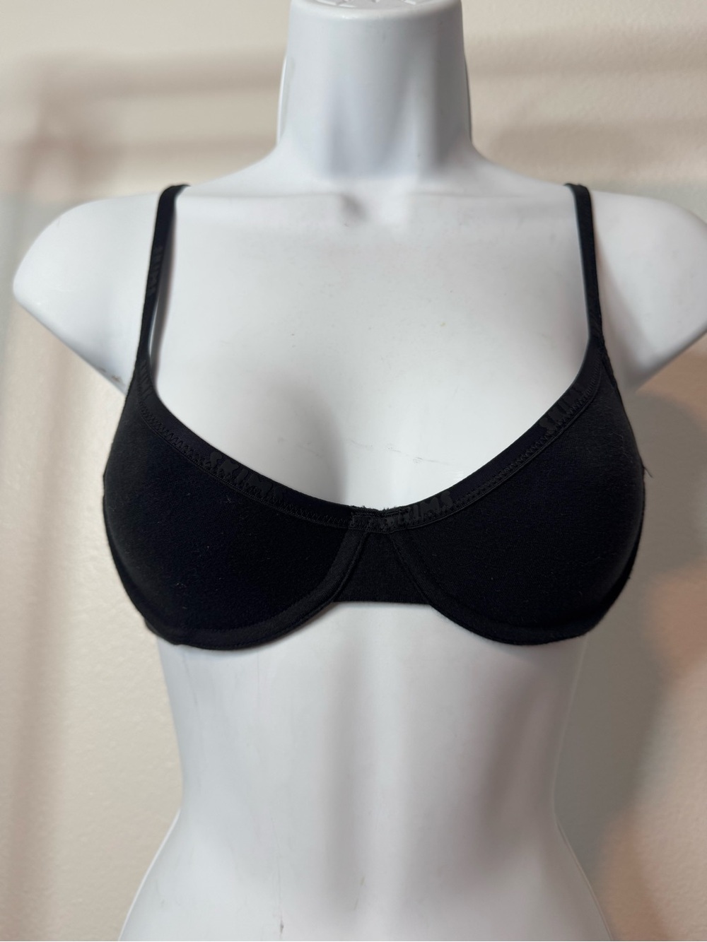 SKIMS Black Cotton Jersey Underwire Bralette Bra 32B RN158973 Womens Intimates